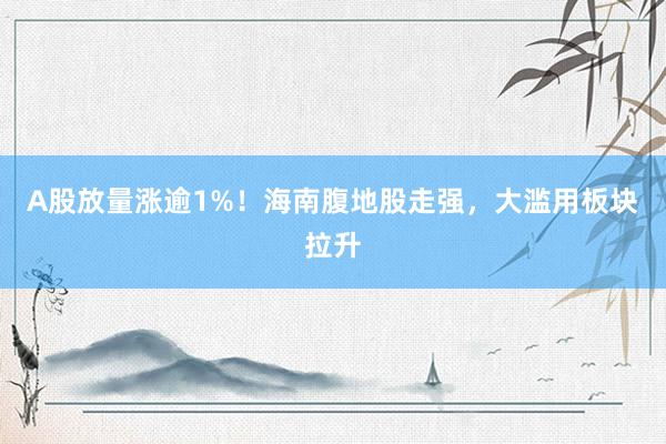 A股放量涨逾1%！海南腹地股走强，大滥用板块拉升